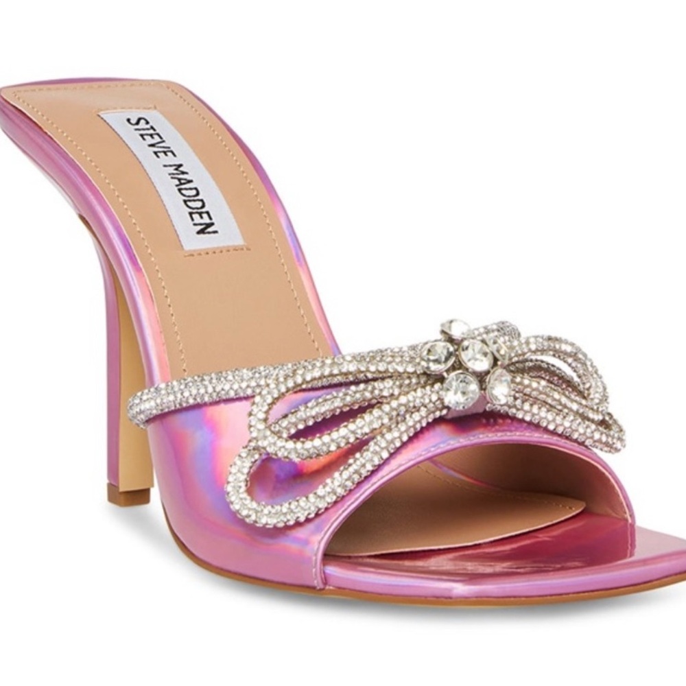 Steve Madden Iridescent Pink Heels with Rhinestones
